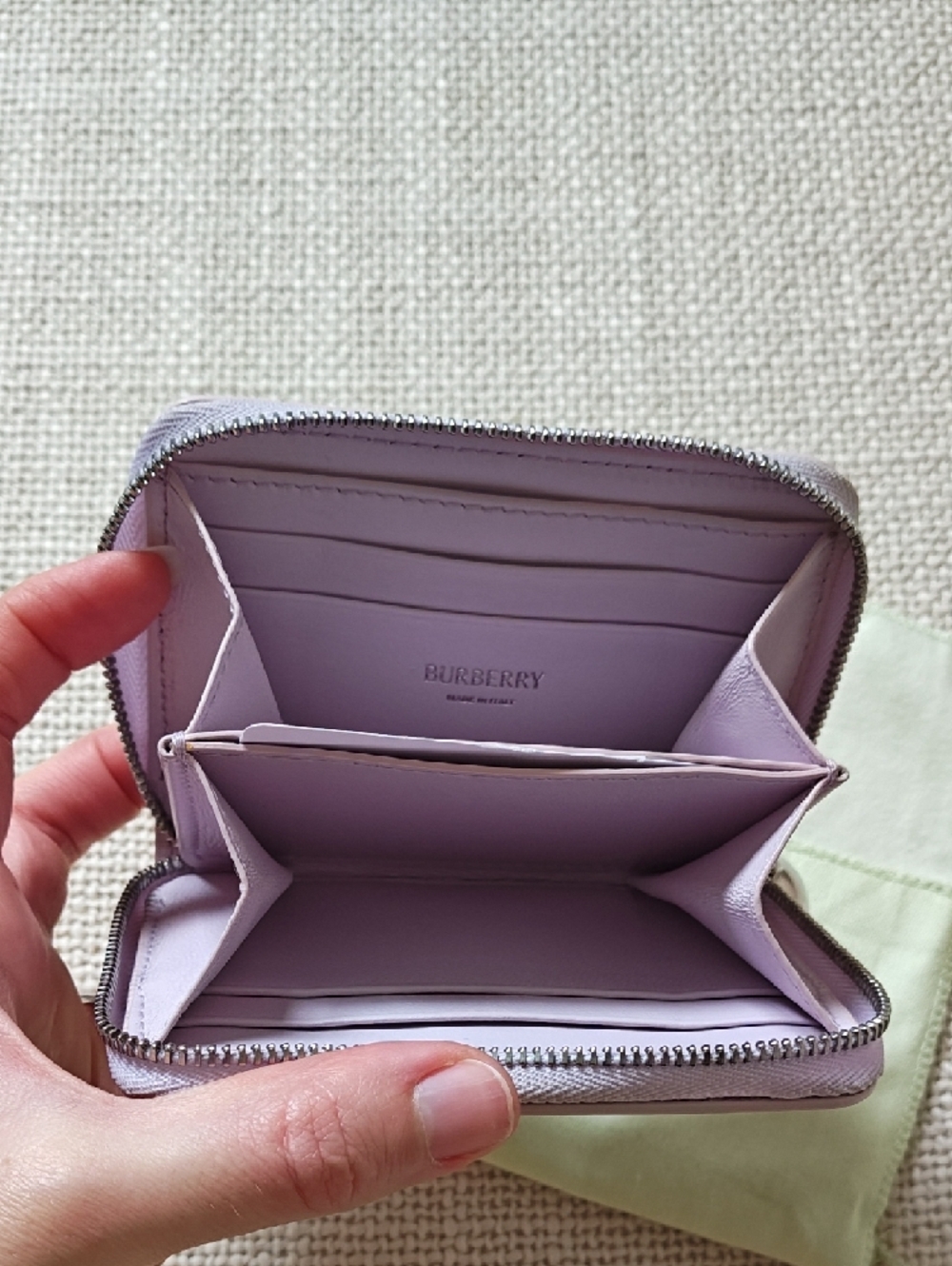 Burberry EKD Zip around Leather Card Holder with Silver Charm - Picture 3 of 9